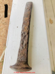 RR spikes found near original 1854 track in North Carolina (C) InspectApedia.com Katherine