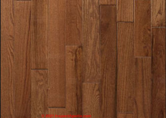 Oak wood flooring pre-finished at Menards stores - at InspectApedia.com