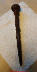 Round shank rusty 24cm long nail (C) InspectApedia.com BradleyC
