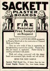 Sackett Board advertisement before USG ownership - at InspectApedia.com