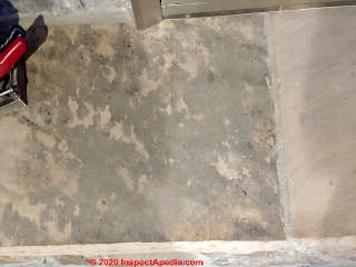 Stains on sandstone or limestone fireplace hearth (C) InspectApedi.com Jeff
