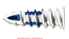 115 lb load capacithy Walldriller nylon self-drilling drywall anchor cited & discussed at InspectApedia.com