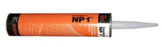 Sonolastic NP1 polyurethane sealant recommended for Homasote and other fiberboard joint seals and possibly other repairs - cited & discussed at InspectApedia.com