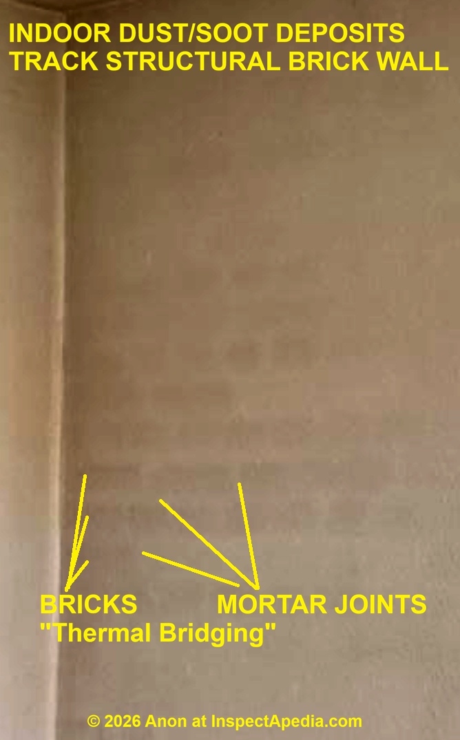 Ghosting stains mark brickwork patterns in this German Altbau (C) InspectApedia.com Anonymous reader