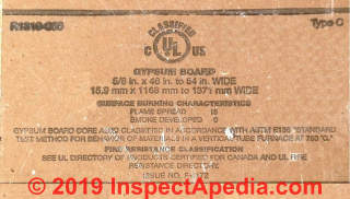 Type C Fire Resistant Gypsum Board Stamp, UL Classified, Issue No. F-172 (C) InspectApedia.com