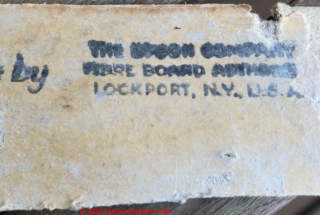 Upson Board identification stamp in a 1927 New Zealand home courtesy of InspectApedia reader JW (C) InspectApedia 2021