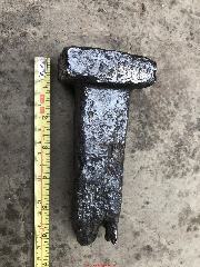 Iron spike / nail found in Wales by InspectApedia.com reader CR (C) Daniel Friedman at InspectApedia.com 