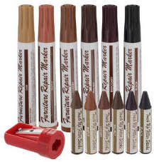 Wax crayon and marker kit combination for furniture repair at InspectApedia.com