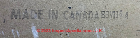 Canadian Westroc Industries Ltd. Drywall - Gypsum Board Identification - end tapes (C) InspectApedia.com J.K. 