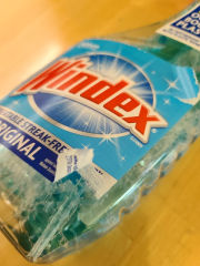 Cant' read information on the Windex Original Glass cleaner label - (C) InspectApedia.com