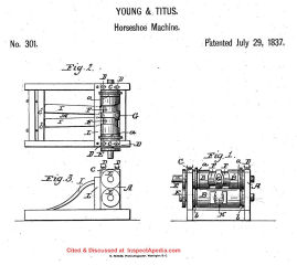 Young & Titus 1836 Nail Making Machine Patent U.S. Patent No. 301 - at InspectApedia.com