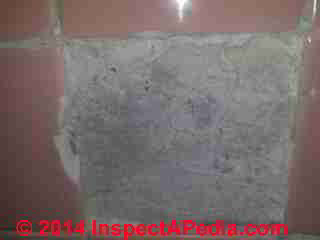 Apartment mold study photos include signs of leak history (C) InspectApedia DC