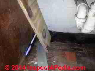 Apartment mold study photos include signs of leak history (C) InspectApedia DC