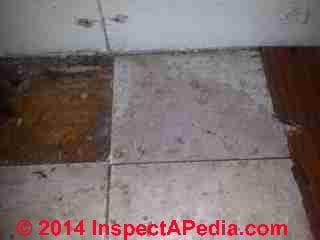 Apartment mold study photos include signs of leak history (C) InspectApedia DC