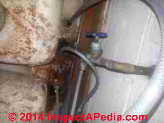 Apartment mold study photos include signs of leak history (C) InspectApedia DC