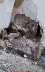 mold in wall cavity  (C) InspectApedia.com Stephanie