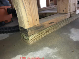 Moldy plywood in new construction (C) InspectApedia.com Kristin