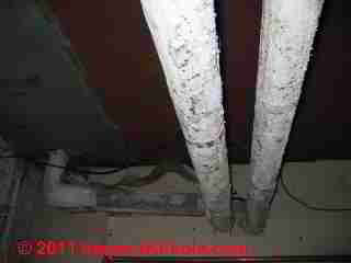 Photo of mold on asbestos pipe insulation (C) Daniel Friedman