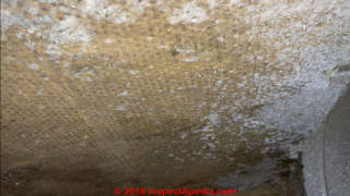 Mold on HVAC air duct insulation (C) InspectApedia.com Morgan