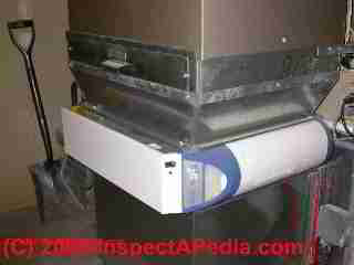 Electrostatic air cleaner at an air handler (C) Daniel Friedman at InspectApedia.com