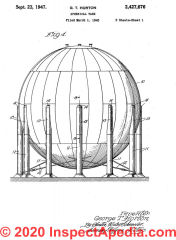 Horton's 1924 patent for a spherical storage tank - at InspectApedia.com