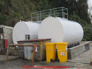 Dual oil tanks in commercial use in New Zealand (C) Daniel Friedman at InspectApedia.com