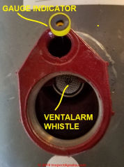 Scully ventalarm details showing the vent whistle (C) Daniel Friedman at InspectApedia.com