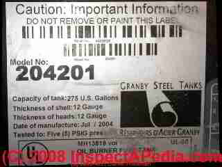 Oil tank pressure test label (C) Daniel Friedman