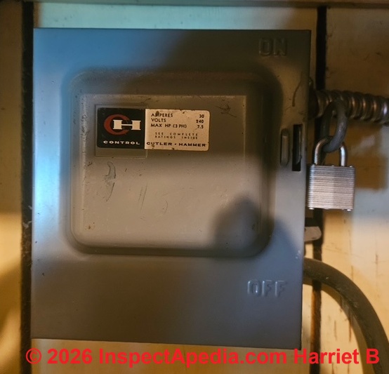 Fuse box for 1970 Wards Signature 500 Electric Water Heater (C) InspectApedia.com HB