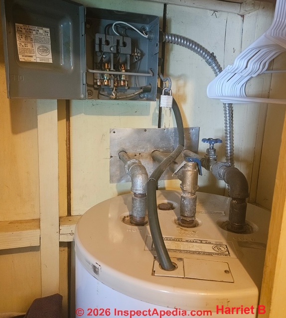 Fuse box interior for 1970 Wards Signature 500 Electric Water Heater (C) InspectApedia.com HB