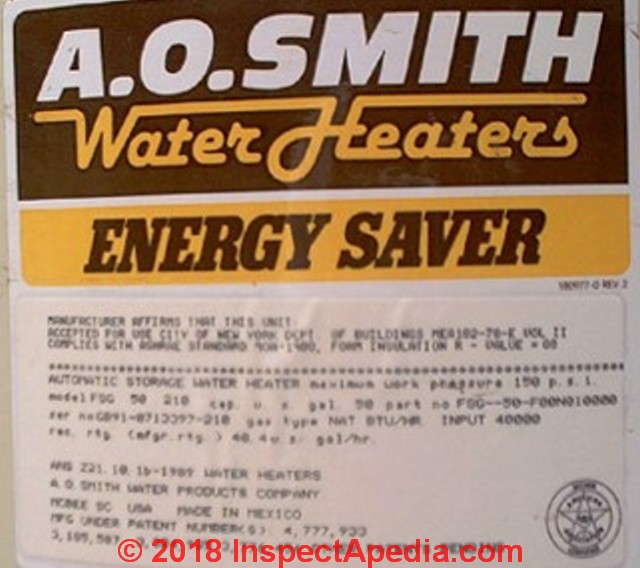 age of water heater look up serial number