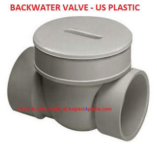 US Plastics backwater valve at InspectApedia.com