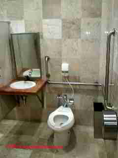 Wheelchair space gained below sink © D Friedman at InspectApedia.com 