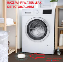 Bazz wi-fi connected water spill or leak detector alarm - cited & discussed at InspectApedia.com