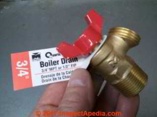 Replacement boiler drain valve (C) Daniel Friedman InspectApedia.com