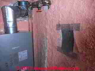 LP gas water heater vent troubles © D Friedman at InspectApedia.com 