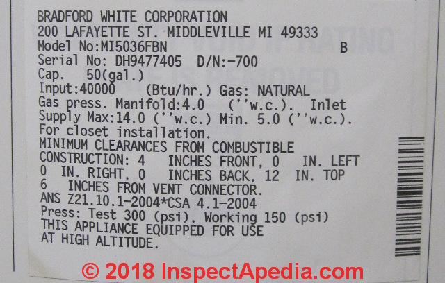 Bradford White Water Heater Serial Number
