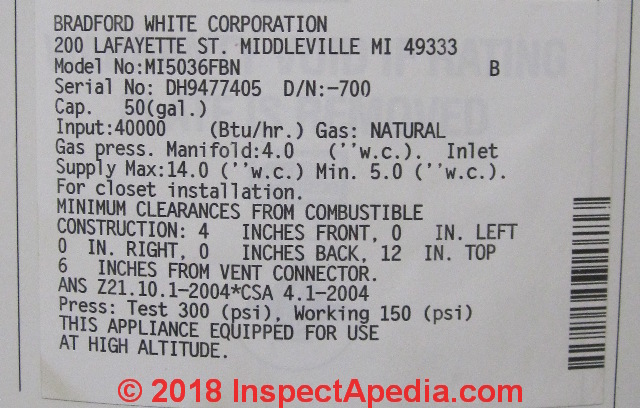 United States Residential Gas Water Heaters Bradford White