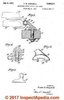 Adjustable toilet seat bolt spacing design, Campbell 1935 (C)@ InspectApedia.com 