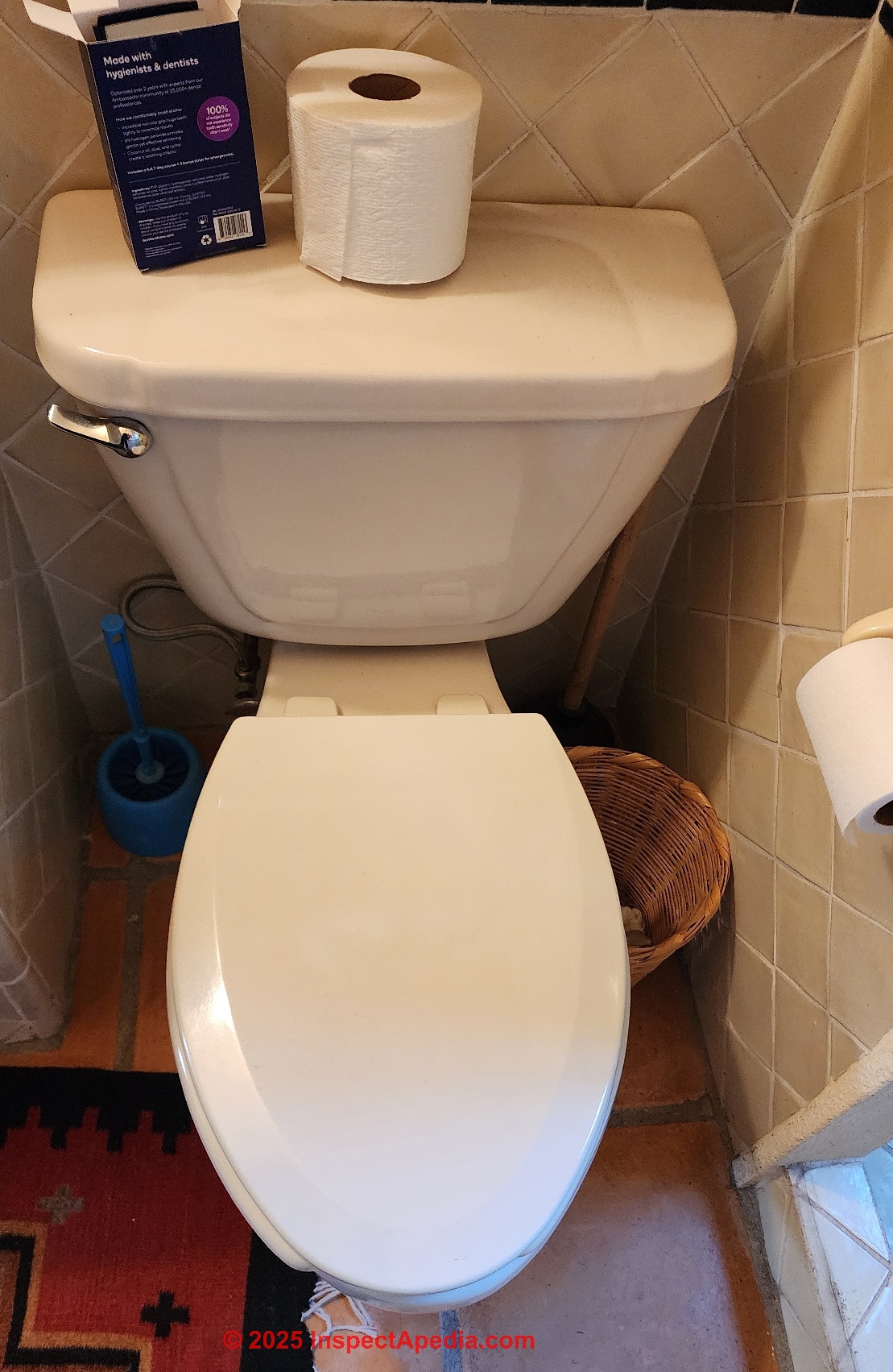 Cato brand toilet in a home in Mexico (C) Daniel Friedman at InspectApedia.com