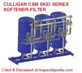 Culligan CSM Side Mount Skid Series water softener & filter cited, discussed manual at InspectApedia.com