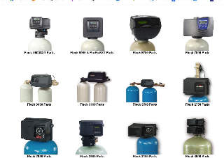 Current Fleck Pentair Autotrol water softener model photos at InspectApedia.com