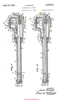 Dirk Eisinga's water heater thermostatic switch patent 1937 No. 2,078,531 at InspectApedia.com