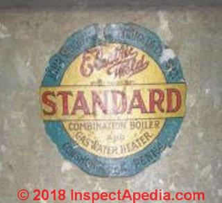 Electric Weld gas fired water heater, antique (C) Daniel Friedman at InspectApedia.com