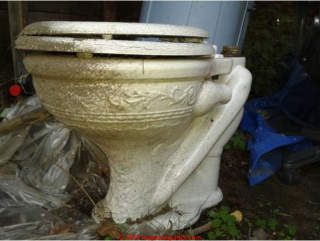 Embossed design on porcelain toilet bowl (C) InspectApedia.com reader