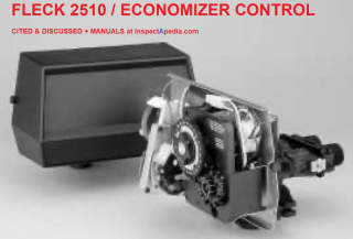Fleck 2510 / 2510 Econominder Control Head Identification cited & discussed & manuals at InspectApedia.com