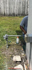 unprotected gas meter installation (C) InspectApedia.com Gary