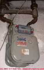 Photograph of a natural gas or piped in gas meter in a basement in New York