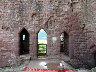 Latrine tower, Goodrich Castle, Ross on Wye, England (C) Daniel Friedman at InspectApedia.com
