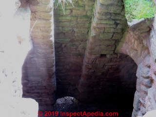 Latrine bottom and cleanout drain, Goodrich Castle, Herefordshire (C) Daniel Friedman at InspectApedia.com